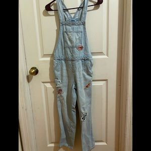 Light denim overalls